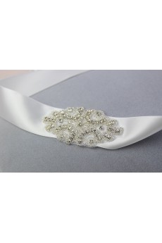 Handmade Satin Rhinestone Wedding Sash with Beads