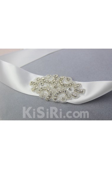 Handmade Satin Rhinestone Wedding Sash with Beads