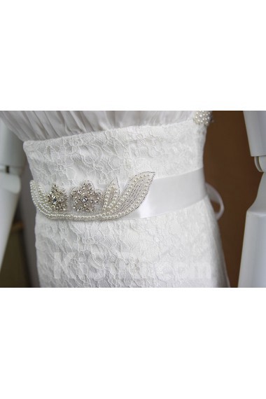 Handmade Satin Rhinestone Wedding Sash with Beads