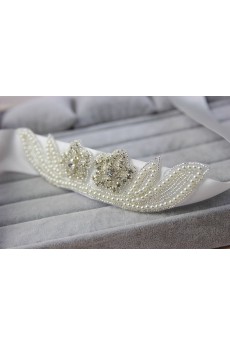 Handmade Satin Rhinestone Wedding Sash with Beads