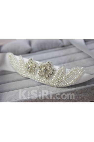 Handmade Satin Rhinestone Wedding Sash with Beads