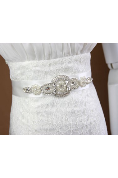 Handmade Satin Rhinestone Wedding Sash with Beads