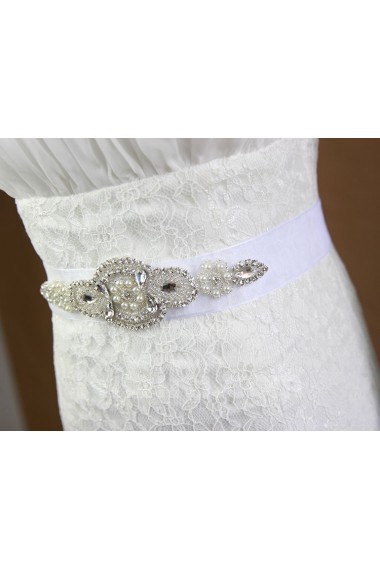 Handmade Yarn Rhinestone Wedding Sash with Beads