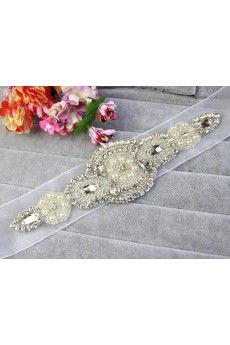 Handmade Yarn Rhinestone Wedding Sash with Beads