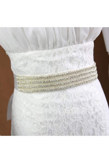 Handmade Satin Rhinestone Wedding Sash with Beads