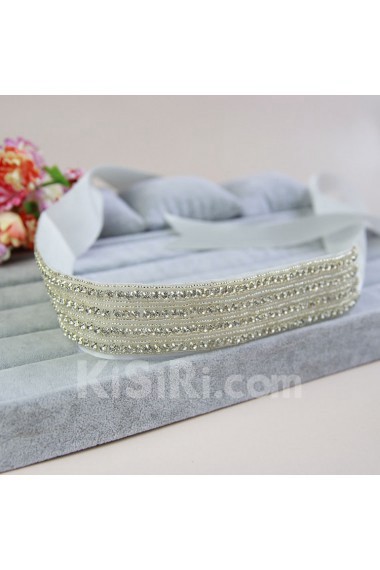 Handmade Satin Rhinestone Wedding Sash with Beads