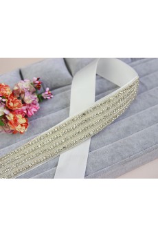 Handmade Satin Rhinestone Wedding Sash with Beads