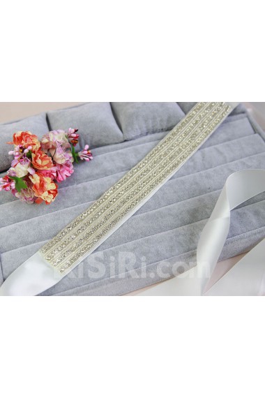 Handmade Satin Rhinestone Wedding Sash with Beads