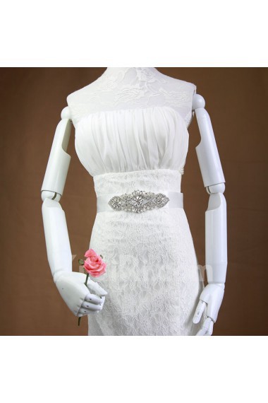 Handmade Satin Rhinestone Wedding Sash with Imitation Pearls