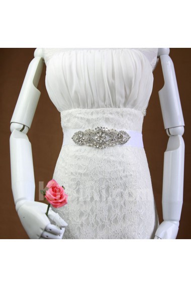 Handmade Yarn Rhinestone Wedding Sash with Imitation Pearls