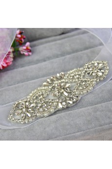 Handmade Yarn Rhinestone Wedding Sash with Imitation Pearls