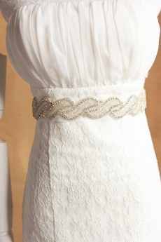 Luxurious Handmade Silk Rhinestone Wedding Sash With Beads