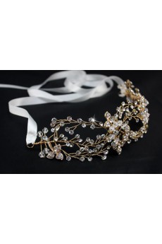 Luxurious Gold Alloy Wedding Headpieces with Rhinestone