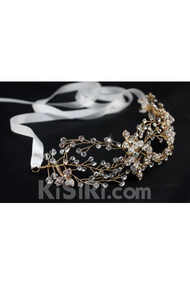 Luxurious Gold Alloy Wedding Headpieces with Rhinestone