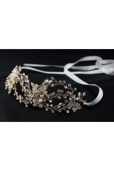 Luxurious Gold Alloy Wedding Headpieces with Rhinestone