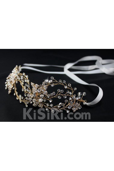 Luxurious Gold Alloy Wedding Headpieces with Rhinestone