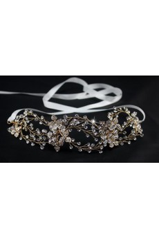 Luxurious Gold Alloy Wedding Headpieces with Rhinestone