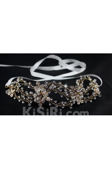 Luxurious Gold Alloy Wedding Headpieces with Rhinestone