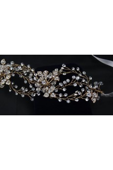 Luxurious Gold Alloy Wedding Headpieces with Rhinestone