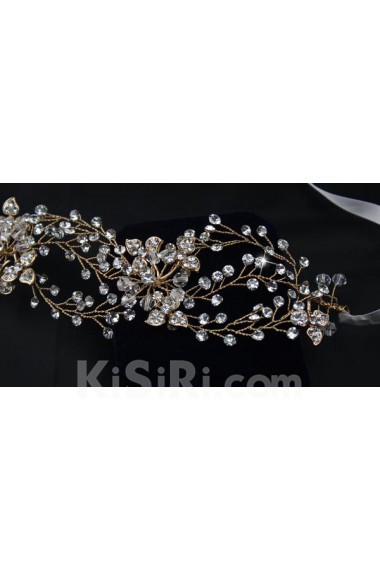 Luxurious Gold Alloy Wedding Headpieces with Rhinestone