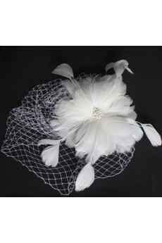 White Feather Yarn Wedding Headpieces