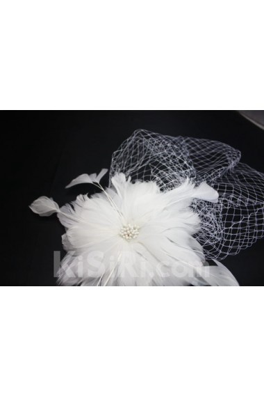 White Feather Yarn Wedding Headpieces