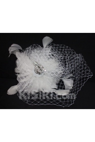 White Feather Yarn Wedding Headpieces