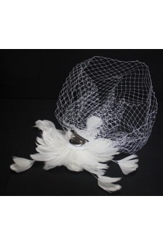 White Feather Yarn Wedding Headpieces