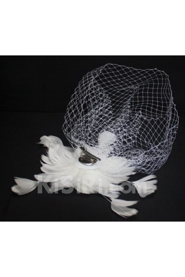 White Feather Yarn Wedding Headpieces