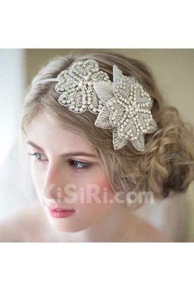 Handmade Luxurious Floral Crystal Wedding Headpieces With Rhinestone