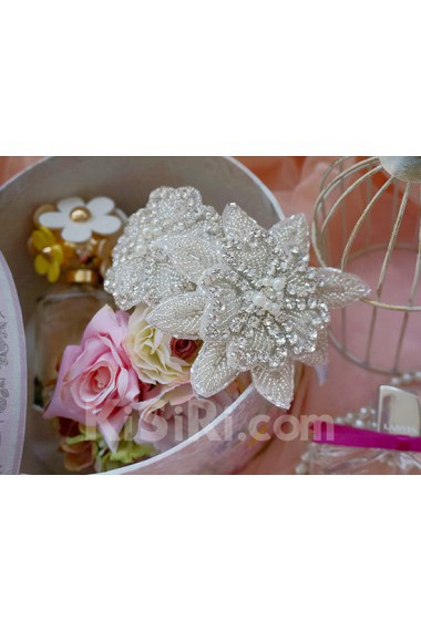 Handmade Luxurious Floral Crystal Wedding Headpieces With Rhinestone