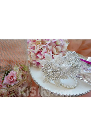 Handmade Luxurious Floral Crystal Wedding Headpieces With Rhinestone