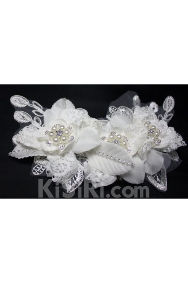 Lace Wedding Headpieces with Imitation Pearls