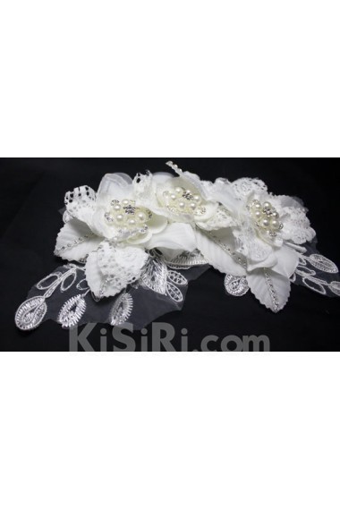 Lace Wedding Headpieces with Imitation Pearls