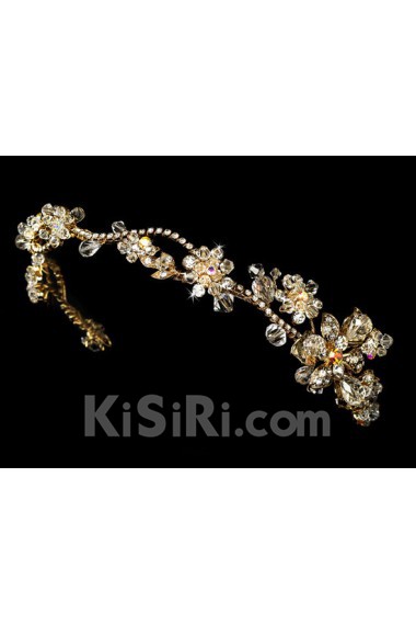 Gold Crystal and Rhinestone Wedding Headpieces with Imitation Pearls