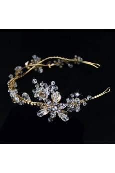Gold Crystal and Rhinestone Wedding Headpieces with Imitation Pearls