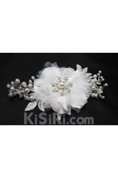 Luxurious Satin Crystal Wedding Headpieces with Imitation Pearls