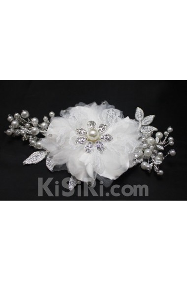 Luxurious Satin Crystal Wedding Headpieces with Imitation Pearls