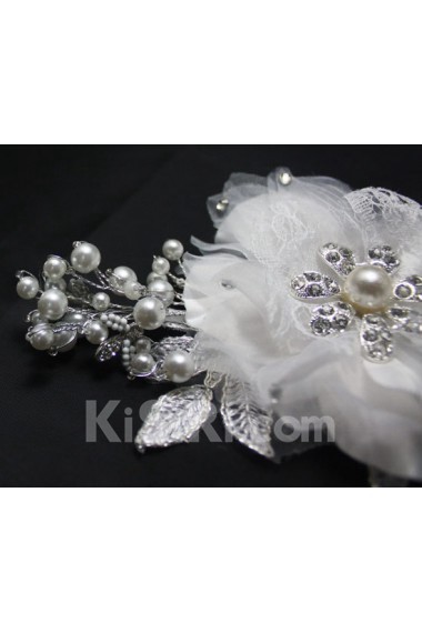 Luxurious Satin Crystal Wedding Headpieces with Imitation Pearls