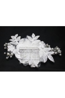 Luxurious Satin Crystal Wedding Headpieces with Imitation Pearls