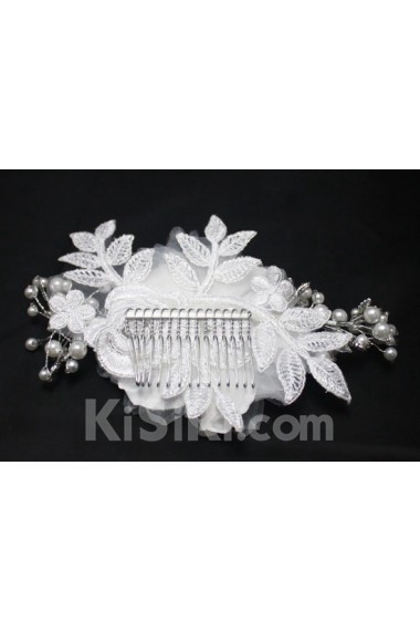 Luxurious Satin Crystal Wedding Headpieces with Imitation Pearls