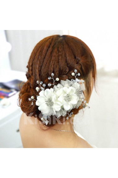 Plastic Rhinestone Wedding Headpieces with Imitation Pearls