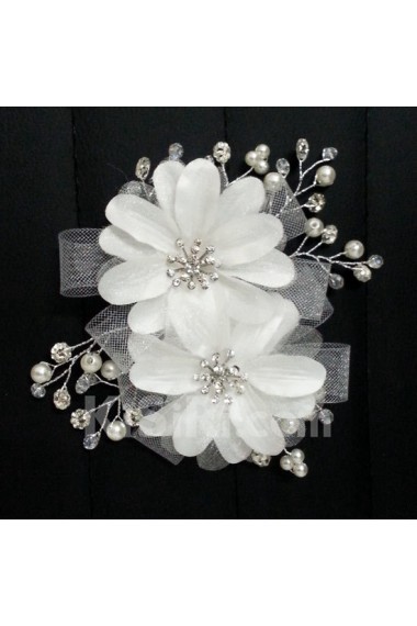 Plastic Rhinestone Wedding Headpieces with Imitation Pearls