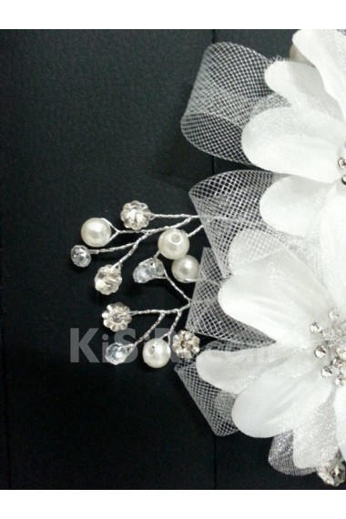 Plastic Rhinestone Wedding Headpieces with Imitation Pearls