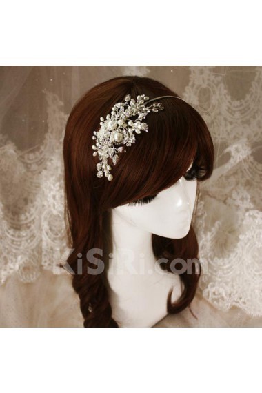 Alloy Rhinestone Wedding Headpieces with Imitation Pearls