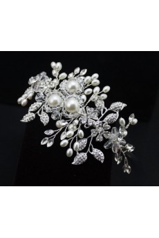 Alloy Rhinestone Wedding Headpieces with Imitation Pearls