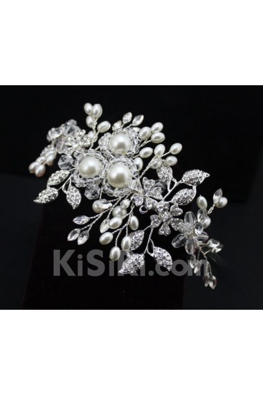 Alloy Rhinestone Wedding Headpieces with Imitation Pearls