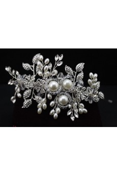 Alloy Rhinestone Wedding Headpieces with Imitation Pearls