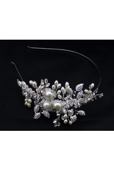 Alloy Rhinestone Wedding Headpieces with Imitation Pearls