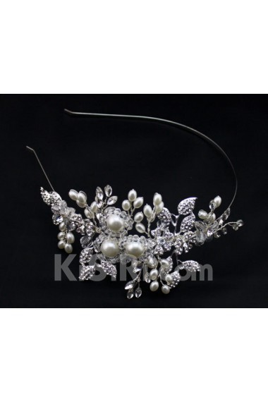 Alloy Rhinestone Wedding Headpieces with Imitation Pearls